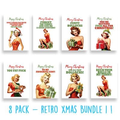 Funny  Christmas Card Mega Pack | Retro Bundle | 8 Cards