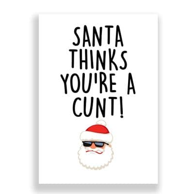 Funny  Christmas Card | Santa thinks you're a Cunt!