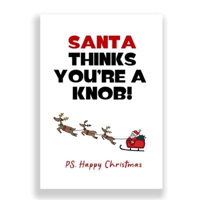Funny  Christmas Card | Santa Thinks You're A Knob!