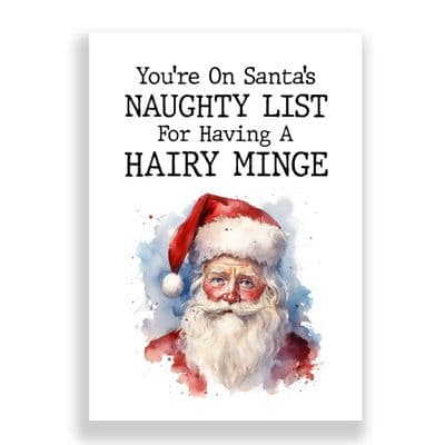 Funny  Christmas Card | You're On Santa's Naughty List For Having A Hairy Minge