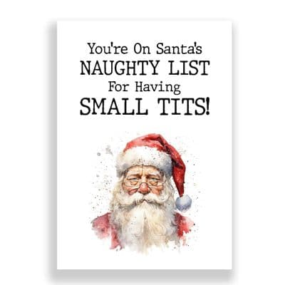 Funny  Christmas Card | You're on Santa's Naughty List for having  Small Tits!