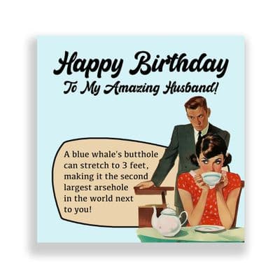 Funny Husband Birthday Card  | Whale Butthole!
