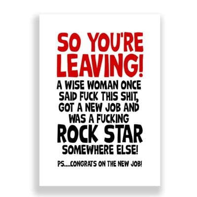 Funny Leaving Card | Wise Woman | Rock Star!
