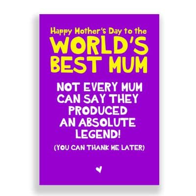 Funny  Mother's Day Card | Absolute Legend!