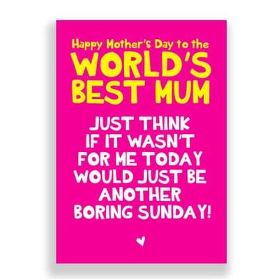 Funny  Mother's Day Card | Boring Sunday!