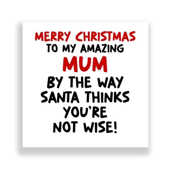 Funny Mum Christmas Card | Santa Thinks You're Not Wise!