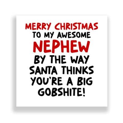 Funny Nephew Christmas Card | Santa Thinks You're a Gobshite!