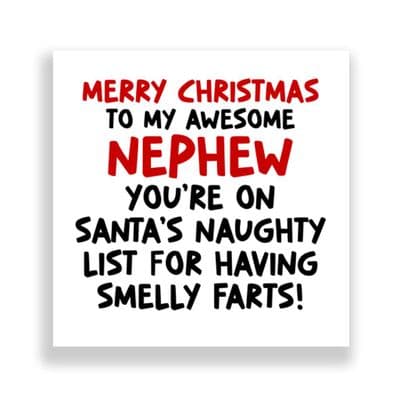 Funny Nephew Christmas Card | Smelly Farts!