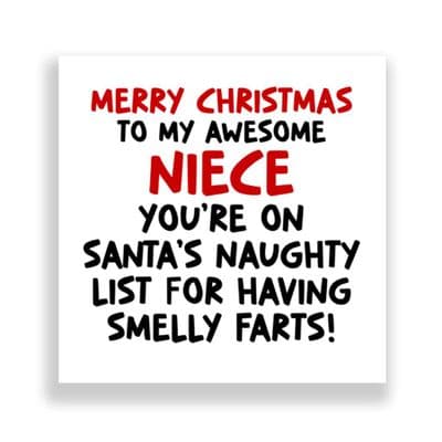 Funny Niece Christmas Card | Smelly farts!