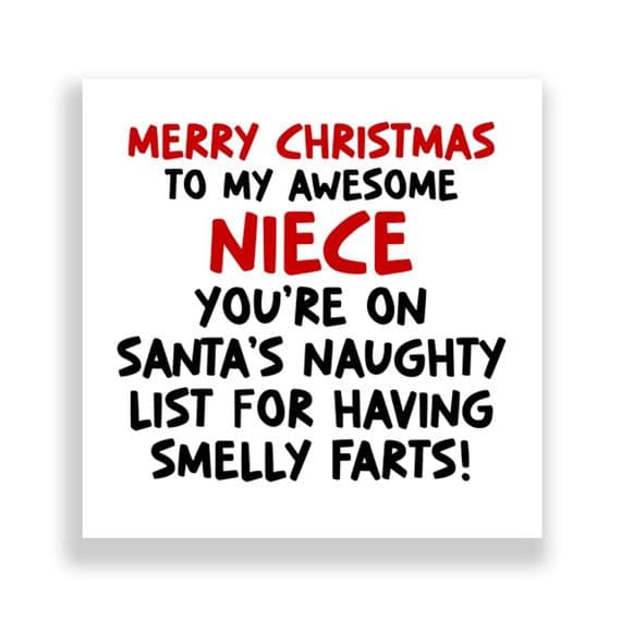 Funny Niece Christmas Card | Smelly farts!