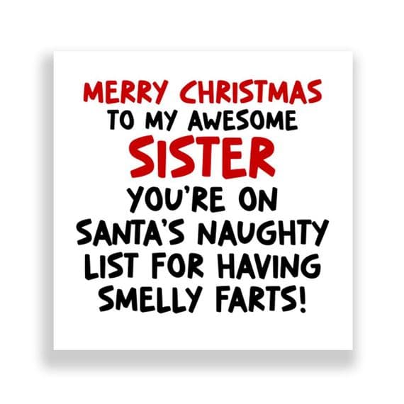 Funny Sister Christmas Card | Smelly Farts!