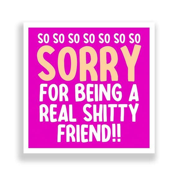 Funny Sorry Card | Sorry For A Shitty Friend!
