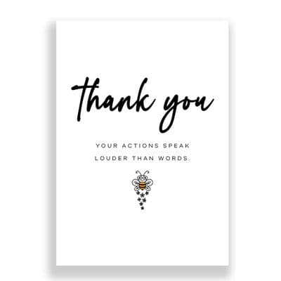 Funny Thank You Card | Your Actions Speak Louder Than Words