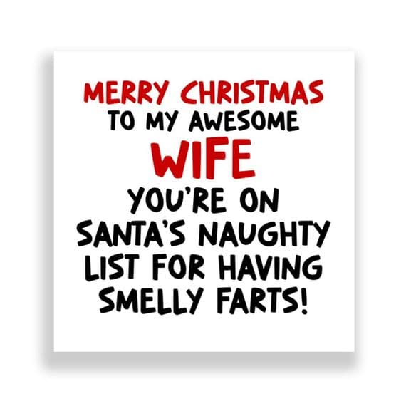 Funny Wife Christmas Card  | Smelly Farts!