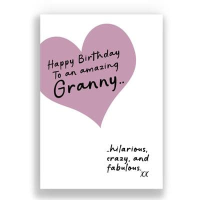 Granny Birthday Card | Hilarious, crazy and fabulous