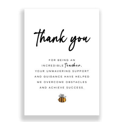 Thank You Card | Thank You Teacher | Helped me overcome obstacles and achieve success.