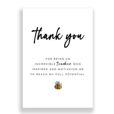 Thank You Card | Thank You Teacher | who inspired and motivated me to reach my full potential.
