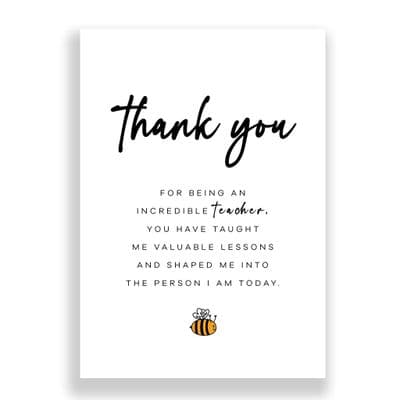 Thank You Card | Thank You Teacher | You shaped me into the person I am today.
