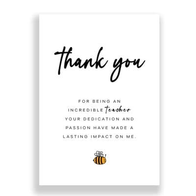 Thank You Card | Thank You Teacher | Your dedication and passion have made a lasting impact on me.