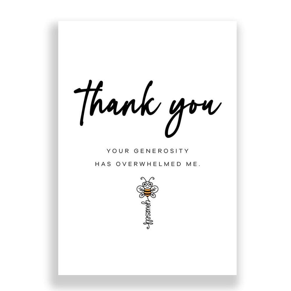 Generosity Card Thank You Card Your Generosity Has Overwhelmed Me