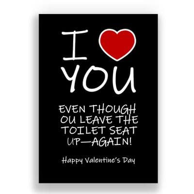Valentines Card | Even though you left the toilet seat up - Again!