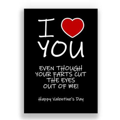 Valentines Card | I Love you, even though your farts cut the eyes out of me!