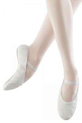 Bloch Arise Leather Ballet Shoes Full Sole White with Pre Sewn Elastics S0209