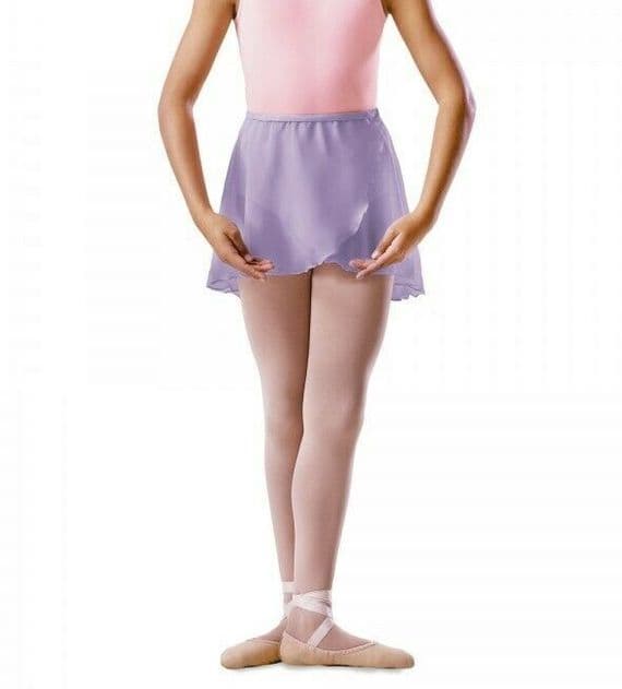 Bloch Girls Cross Over Mock Wrap Chiffon Skirt Lilac Dance Ballet Uniform BU601C