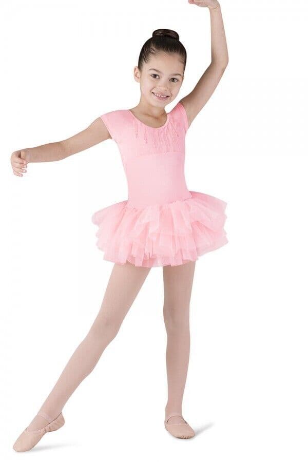 Bloch Girls Dance Sequin Trim Cap Sleeve Tutu Leotard Dress CL8012