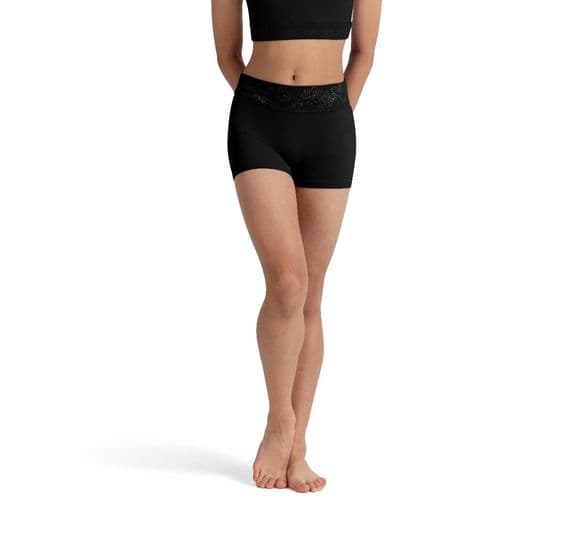 Bloch Girls Floral High Waist Shorts Dance CR90003 Black