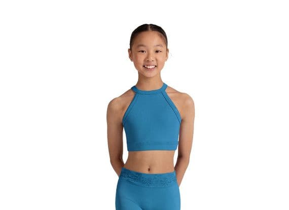 Bloch Girls Girls Modena Floral Dance Crop Top CZ30008 Blue