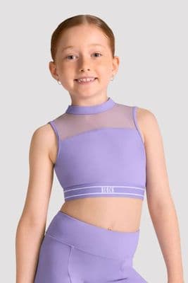 Bloch Girls Henny Open Back Elastic Logo Crop Top CZ30028 Lilac
