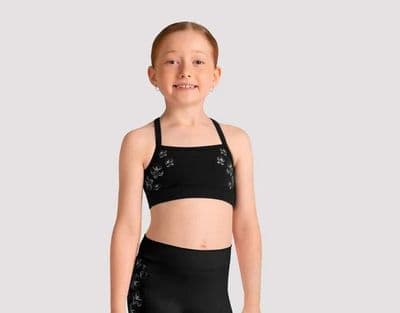 Bloch Girls Julia Floral Dance Camisole Crop Top CZ30029 Black