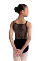 Bloch Girls Kik Camisole Leotard Corset Seam Embroidered Mesh Back Black CL70005
