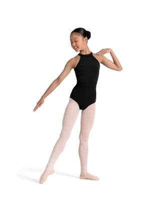 Bloch Girls Kiki Floral Halterneck Leotard Embroidered Mesh Back Black CL40003