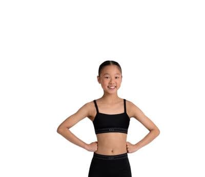 Bloch Girls Mire Logo Dance Gym Crop Top CZ30006 Black
