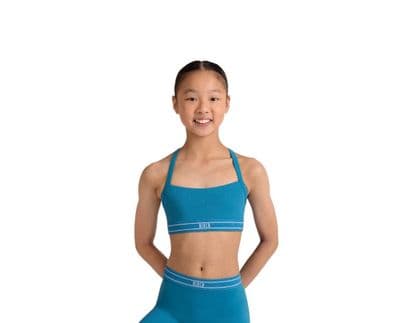 Bloch Girls Mire Logo Dance Gym Crop Top CZ30006 Blue