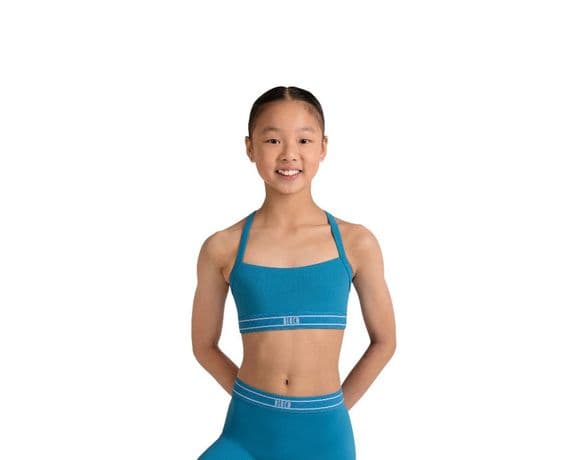 Bloch Girls Mire Logo Dance Gym Crop Top CZ30006 Blue