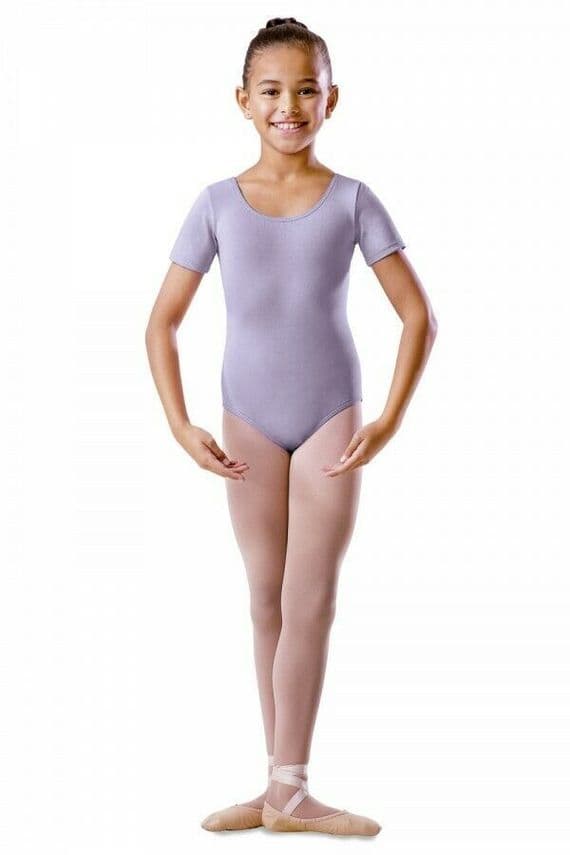Bloch Girls Round Neck Short Sleeve Leotard Lilac Dance Ballet Uniform BU201C