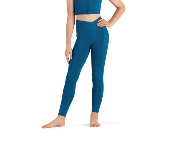 Bloch Girls Sale Full Length Dance Leggings V Waistband CP8468 Una Peacock Blue