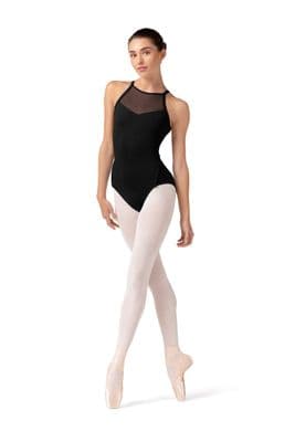 Bloch Girls Tween Iris Floral Halterneck Leotard Embroidered Back Black TWL40002