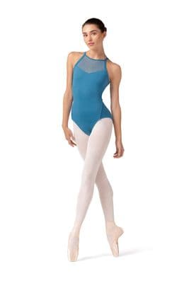 Bloch Girls Tween Iris Floral Halterneck Leotard Embroidered Back Blue TWL40002