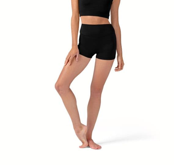 Bloch Ladies Anika High Waist Dance Gym Shorts R9001 Black