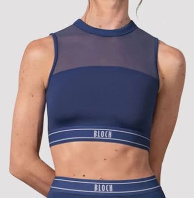 BLOCH Ladies Dakota Open Back Crop Top Dance Eclipse Blue Z30024