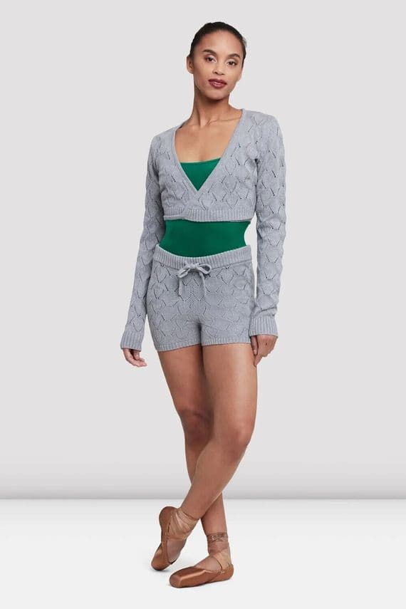 Bloch Ladies Dance Nola Long Sleeve Ballet Wrap Top Z5239 Grey Marle