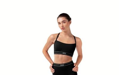Bloch Ladies Kaia Logo Elastic Crop Top Dance Gym Z30002 Black