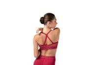 Bloch Ladies Kaia Logo Elastic Crop Top Dance Gym Z30002 Cherry