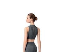 Bloch Ladies Sale Alix Zip Front Crop Top Twist Mesh Back Z8455 Graphite