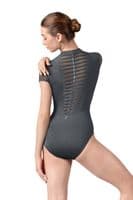 Bloch Ladies Sale Ffion Zip Front Cap Sleeve Leotard Twist Back L5292 Graphite