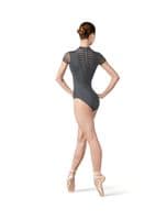 Bloch Ladies Sale Ffion Zip Front Cap Sleeve Leotard Twist Back L5292 Graphite